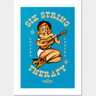 Six String Therapy: Sexy Retro Pinup Guitar Player Girl Posters and Art